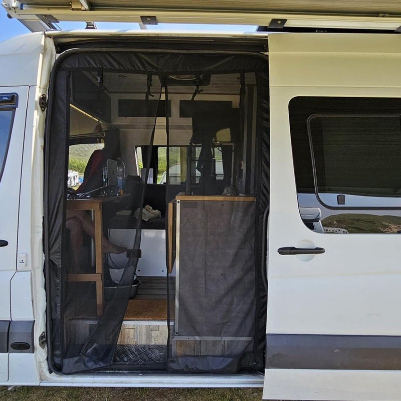 BKICKI RV Insect Screen Net Door Sunshade Screen Mount Anti-Flying Privacy Protection Net Sliding Door for Mercedes-Benz Sprinter High Roof - Image 1